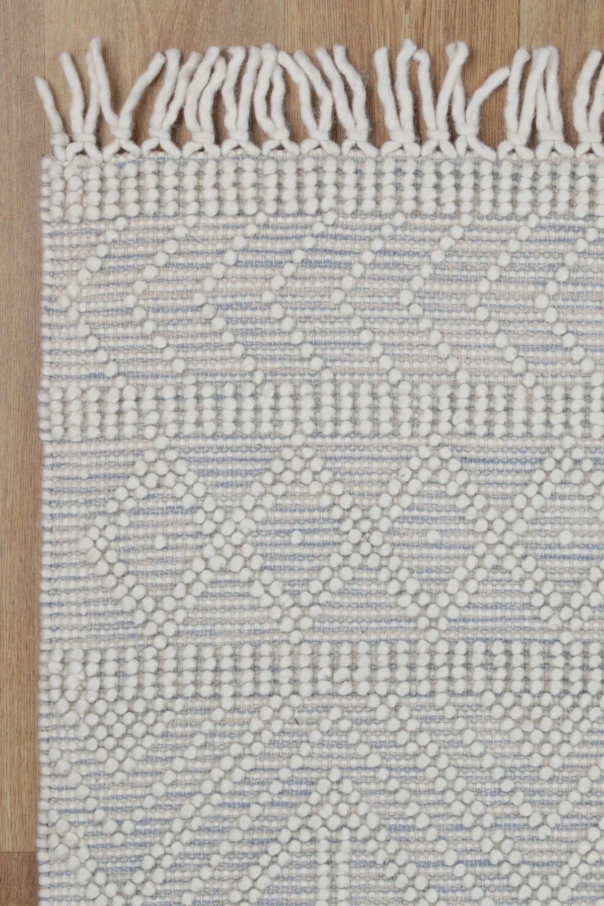 Luxe Ivory Blue Wool Rug