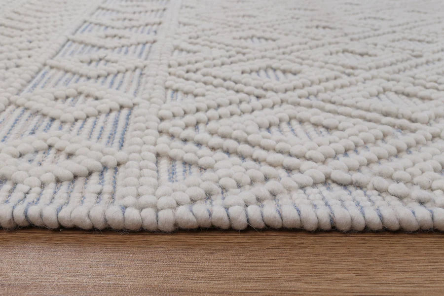 Lior Ivory Blue Wool Rug
