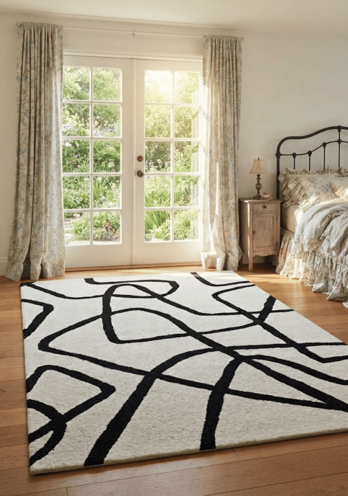 Mehari Ivory & Black Wool Rug