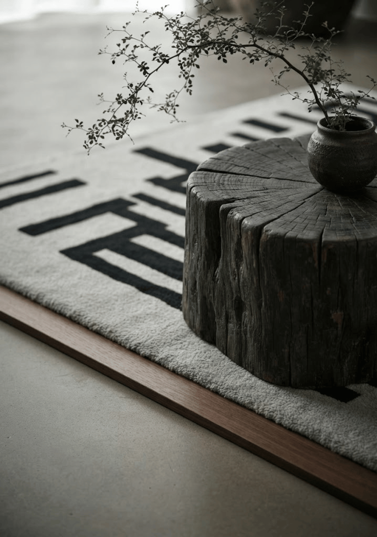 Mehari Ivory & Green Wool Rug