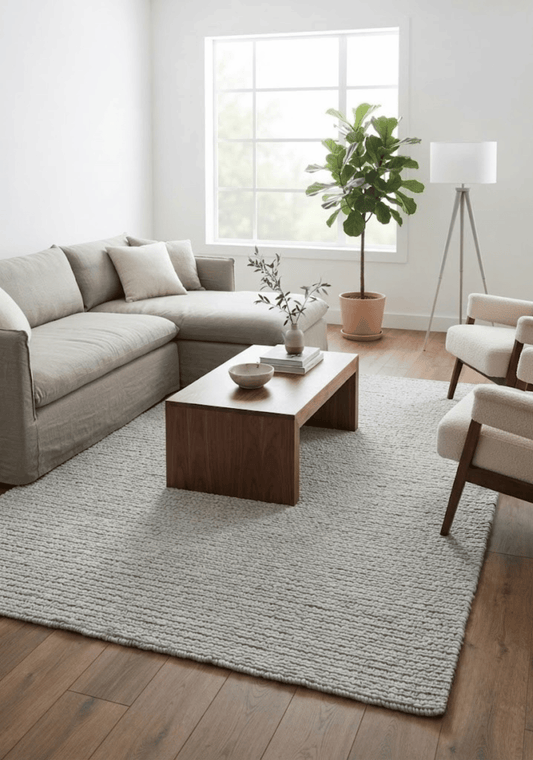 Basket Grey Wool Rug