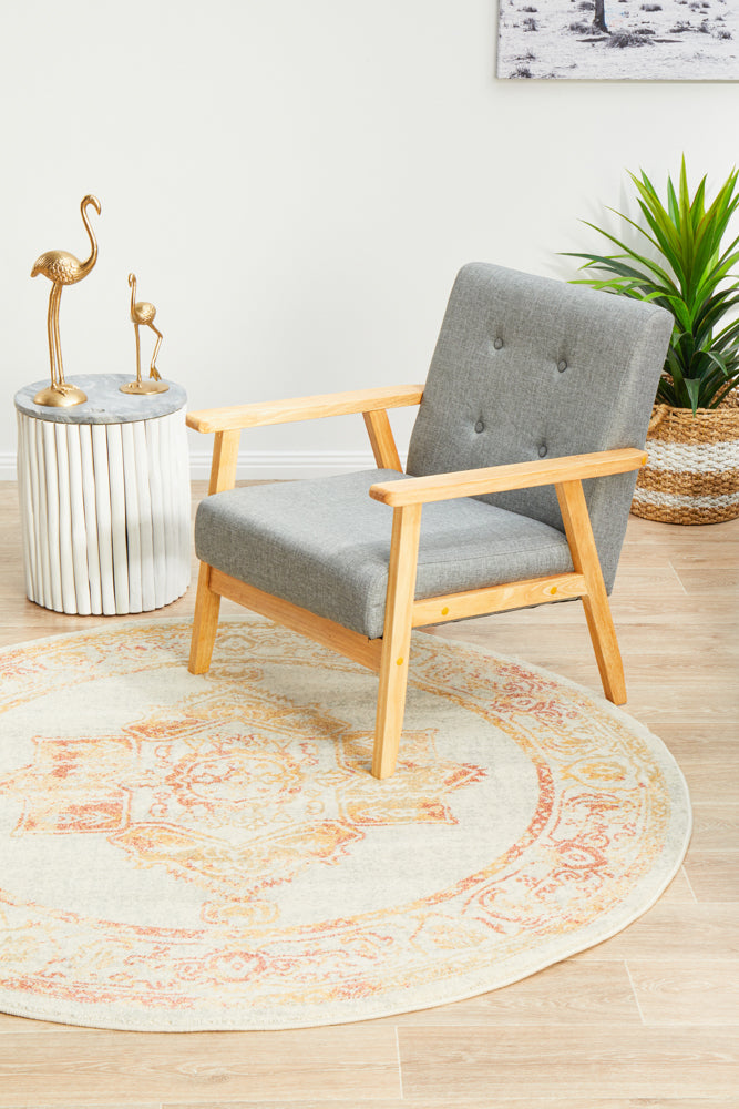 Linea Sunset Beige Round Rug