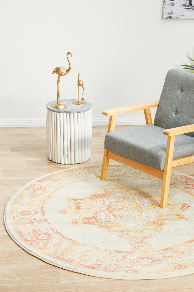 Linea Sunset Beige Round Rug