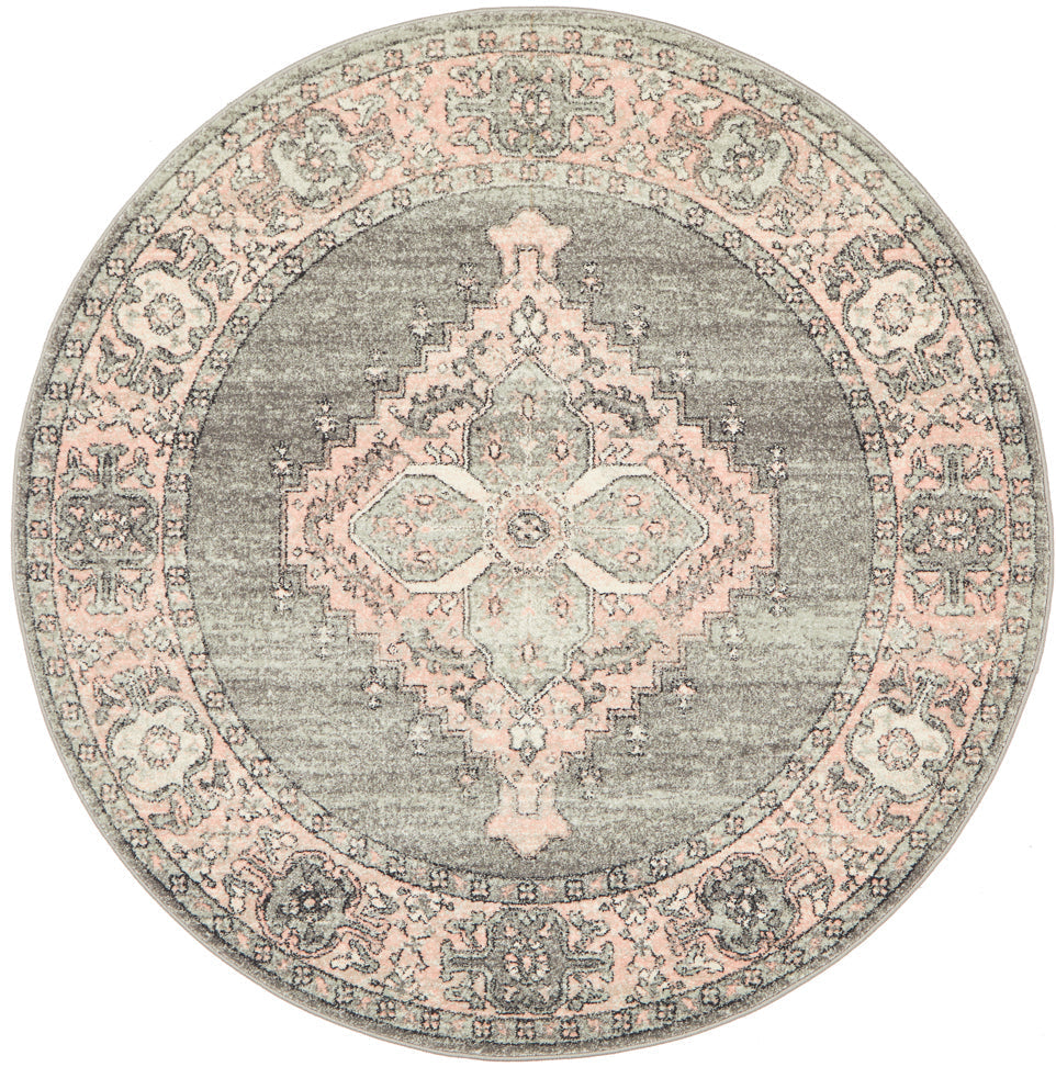 Linea Ash Grey Multicolor Round Rug