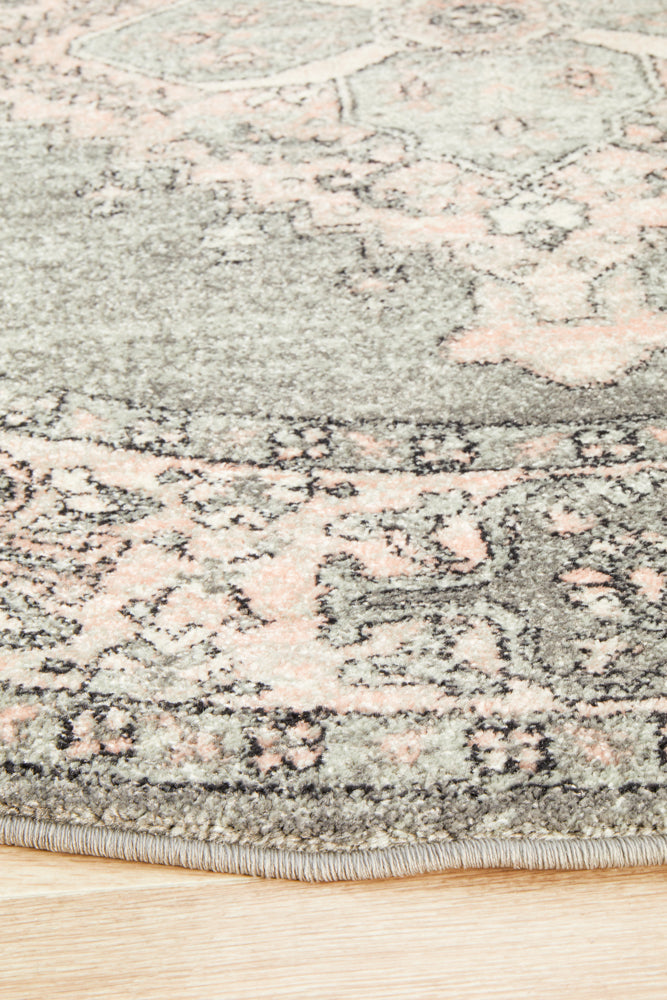 Linea Ash Grey Multicolor Round Rug