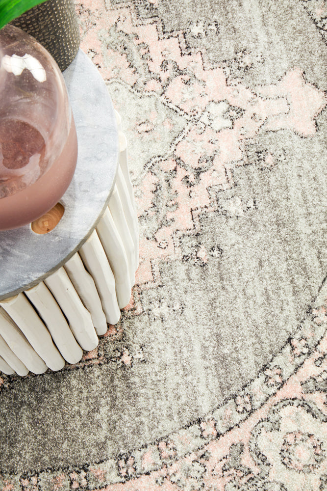 Linea Ash Grey Multicolor Round Rug
