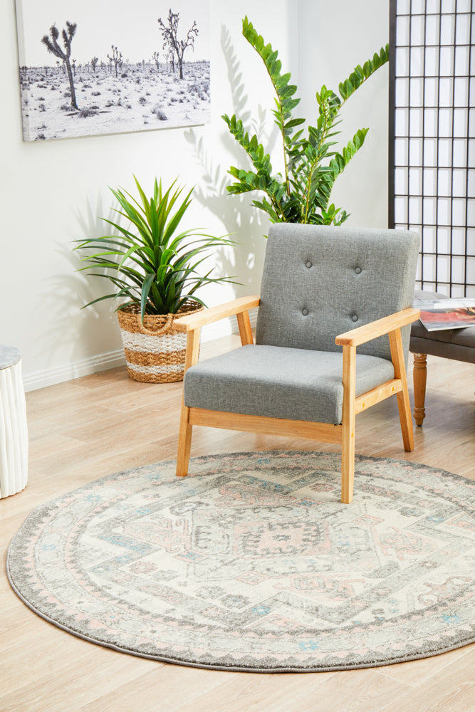 Linea Silver Multicolor Round Rug