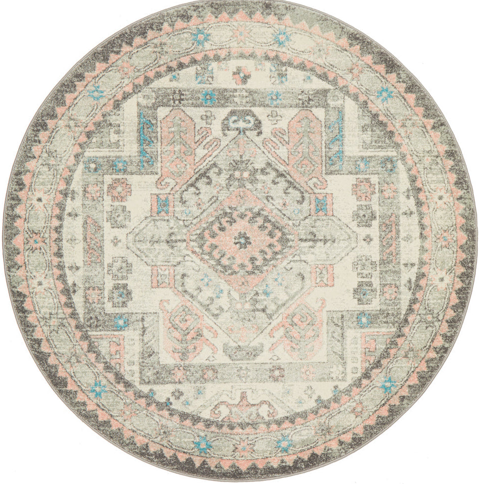 Linea Silver Multicolor Round Rug