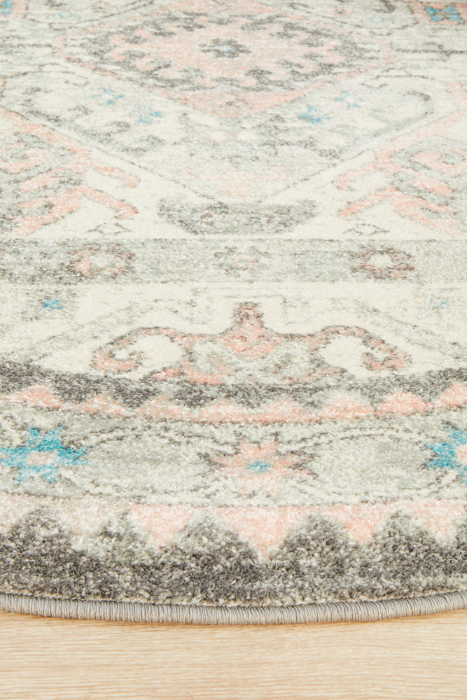Linea Silver Multicolor Round Rug