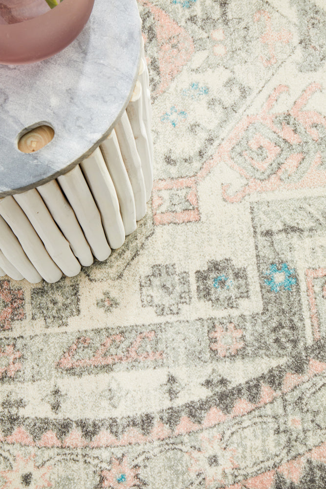 Linea Silver Multicolor Round Rug