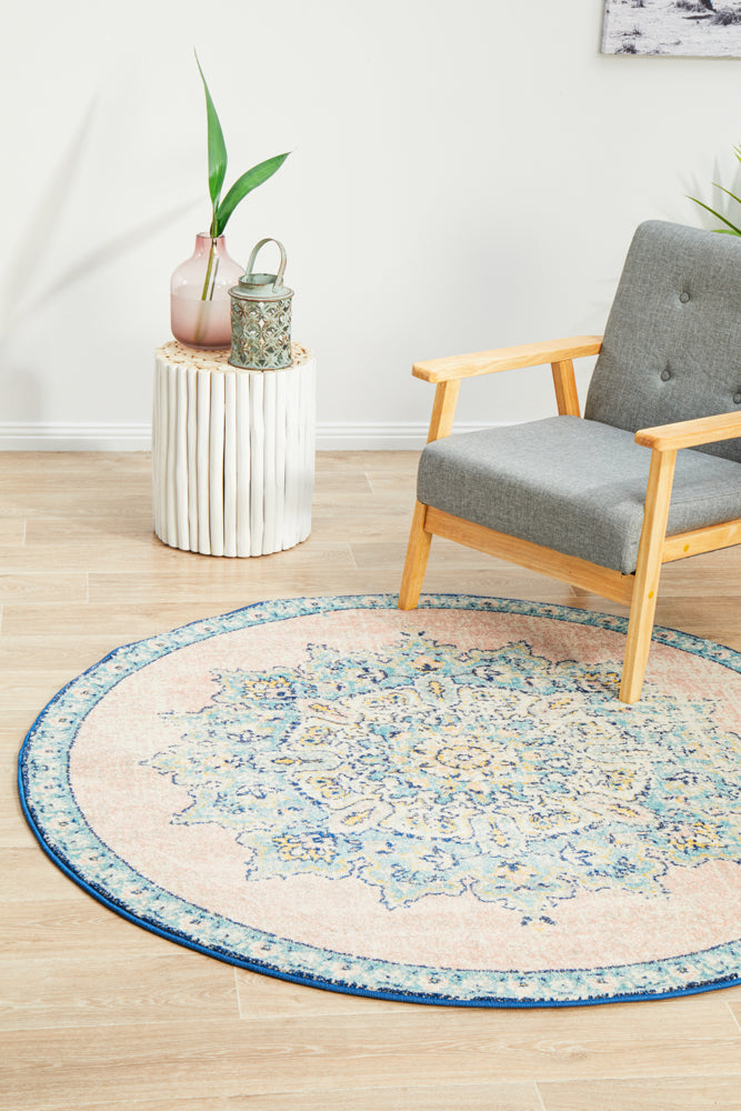 Linea Natural Multicolor Round Rug