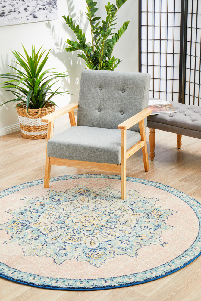 Linea Natural Multicolor Round Rug
