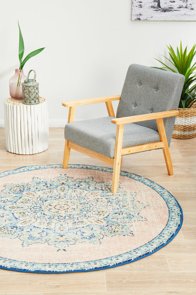 Linea Natural Multicolor Round Rug