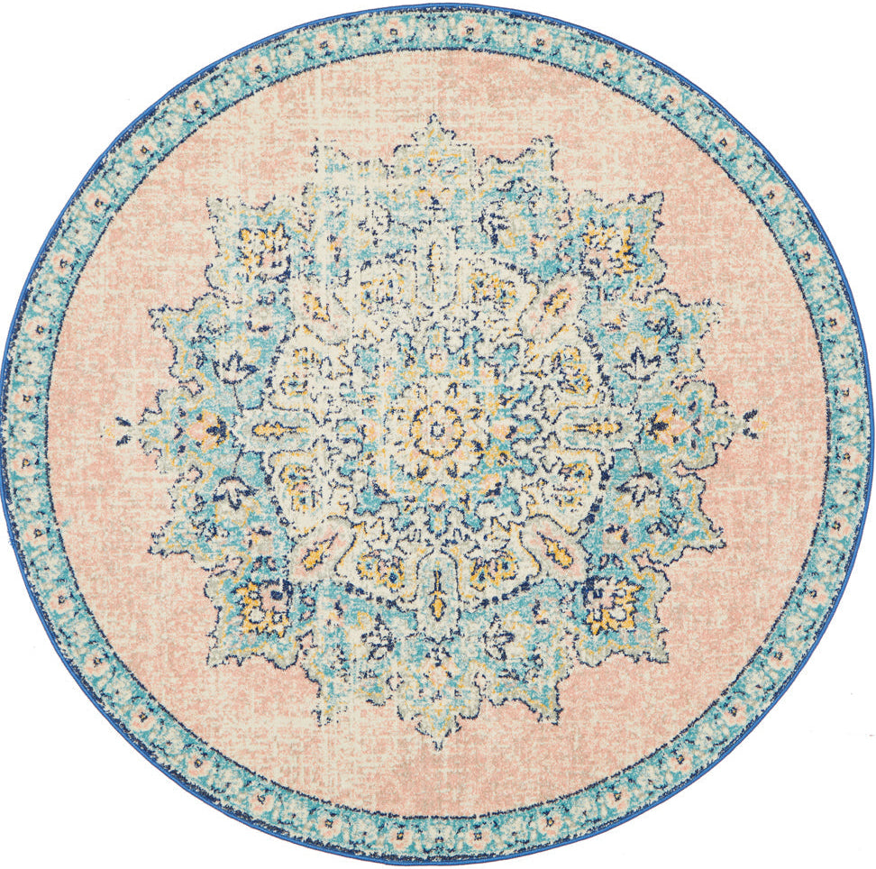 Linea Natural Multicolor Round Rug