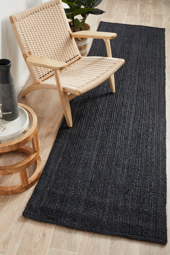Arbora Black Jute Runner Rug