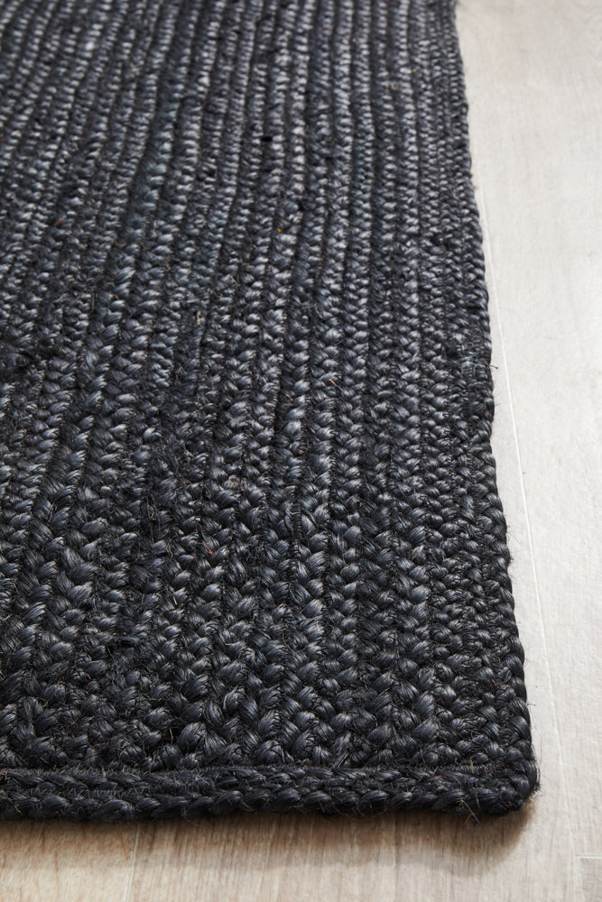Arbora Black Jute Runner Rug