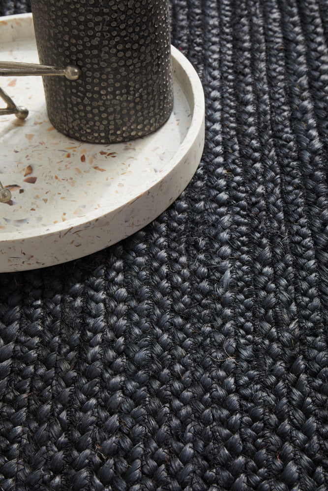 Arbora Black Jute Runner Rug
