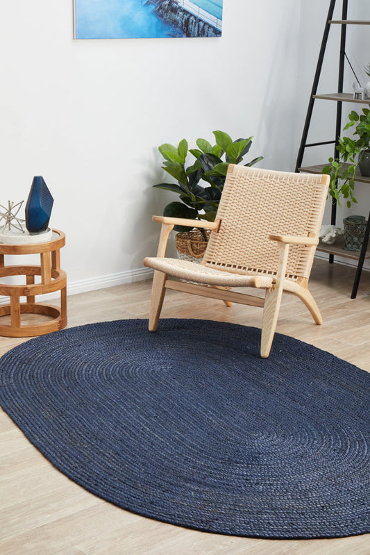 Arbora Navy Jute Oval Rug