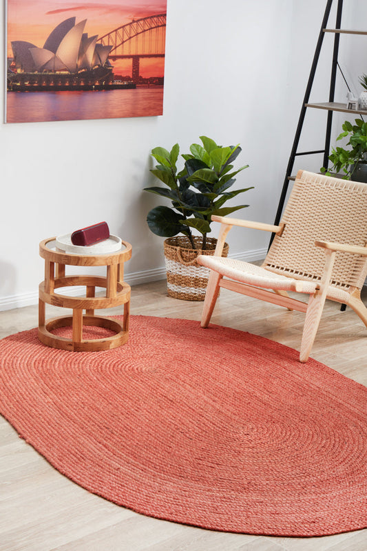 Arbora Terracotta Red Jute Oval Rug