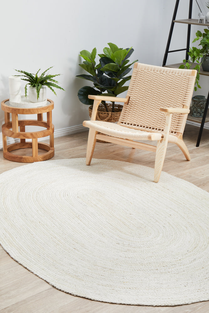 Arbora White Jute Oval Rug