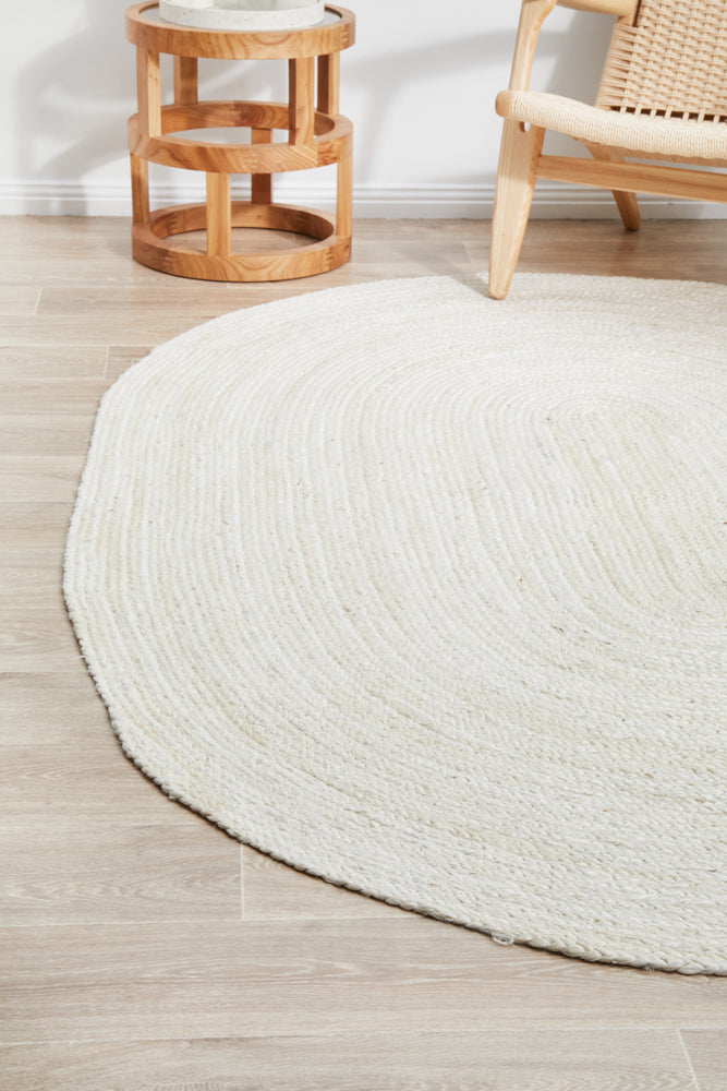 Arbora White Jute Oval Rug