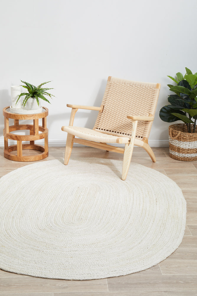 Arbora White Jute Oval Rug