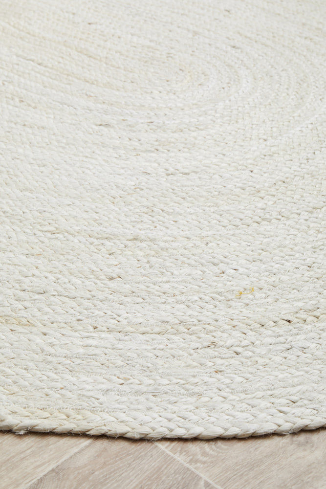 Arbora White Jute Oval Rug