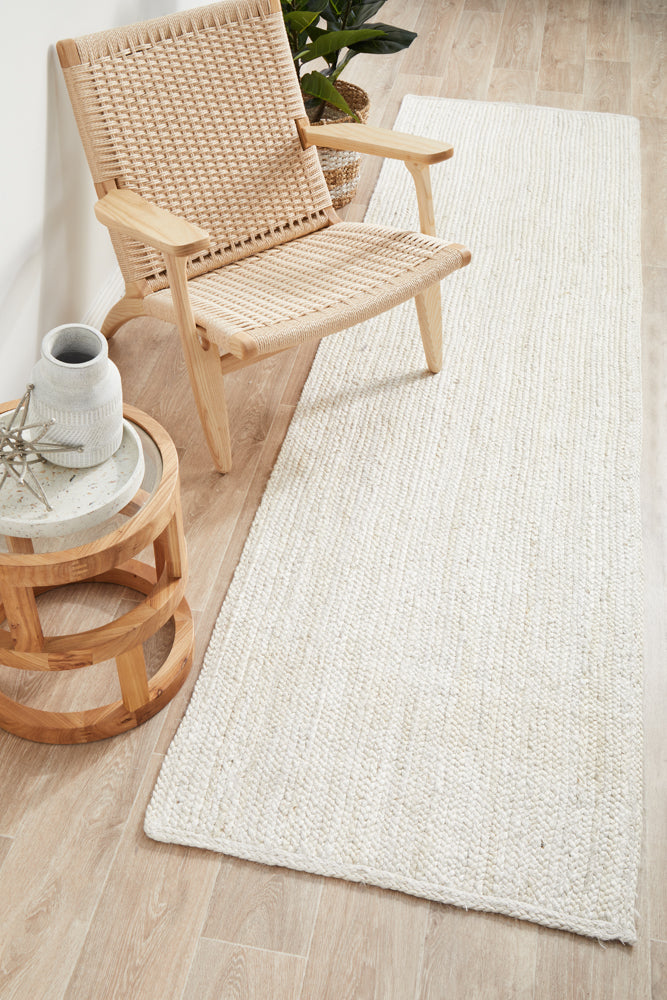 Arbora White Jute Runner Rug