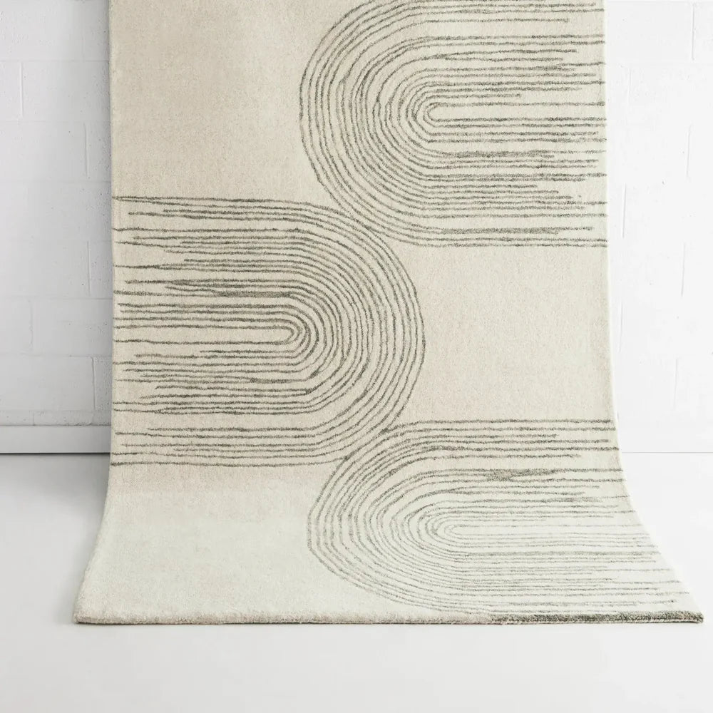 Maren Ivory Green Wool Rug