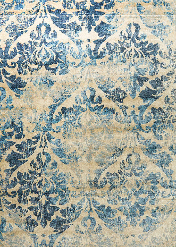 Cavelle Bone Beige and Blue Rug