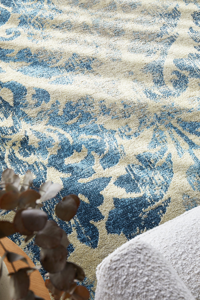 Cavelle Bone Beige and Blue Rug