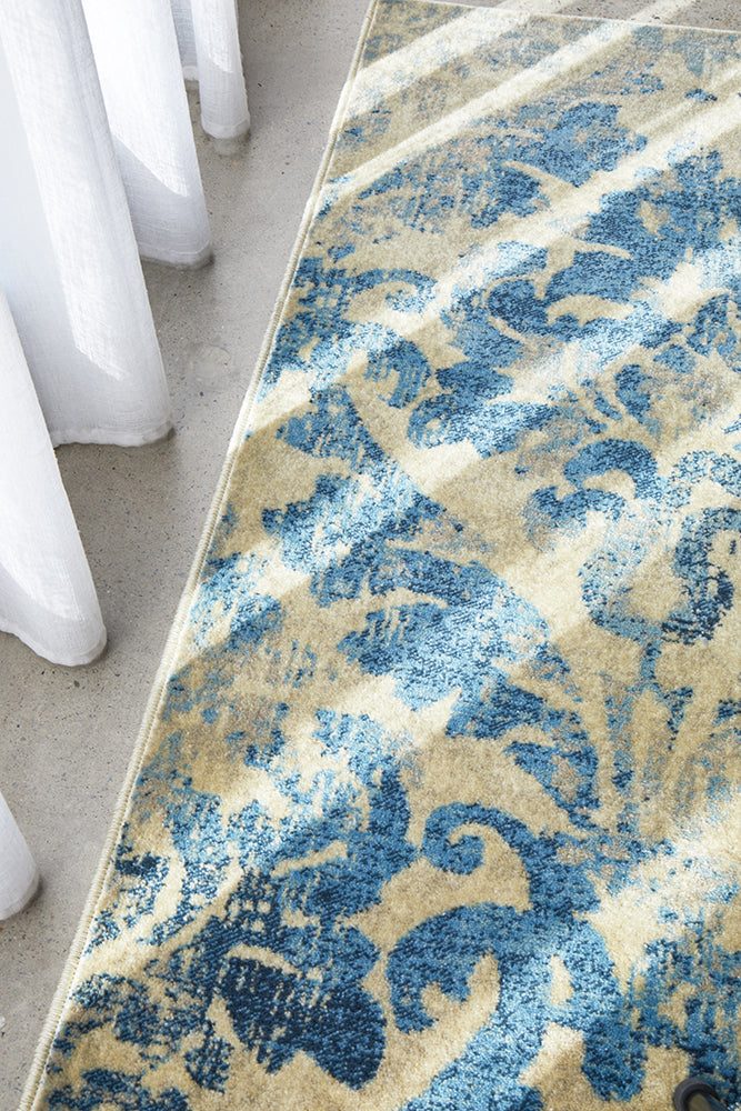 Cavelle Bone Beige and Blue Rug