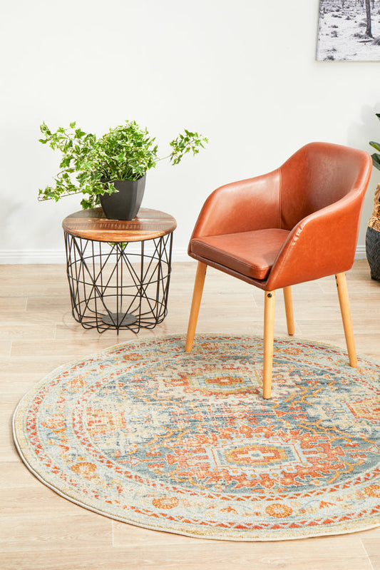 Cantera Blue Multicolor Round Rug