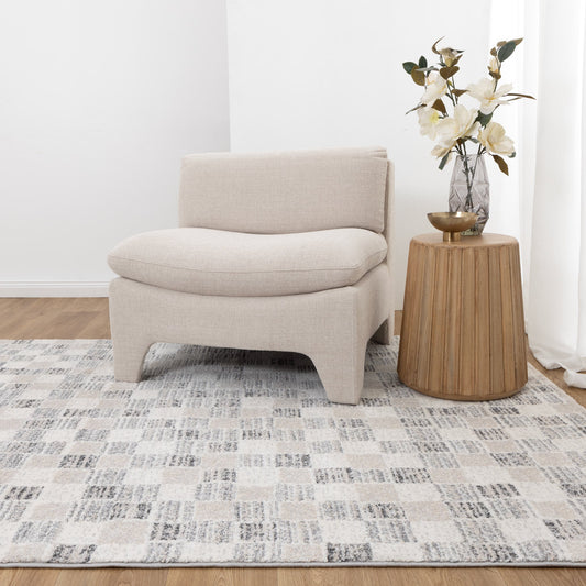 Dandy Beige Checkered Rug