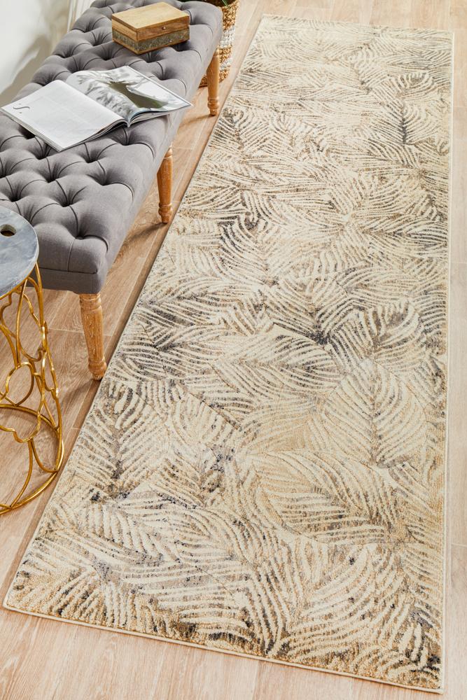 Nocturne Graphite Beige Runner Rug