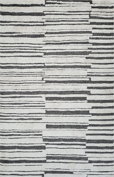Evara Ivory Grey Lines Rug