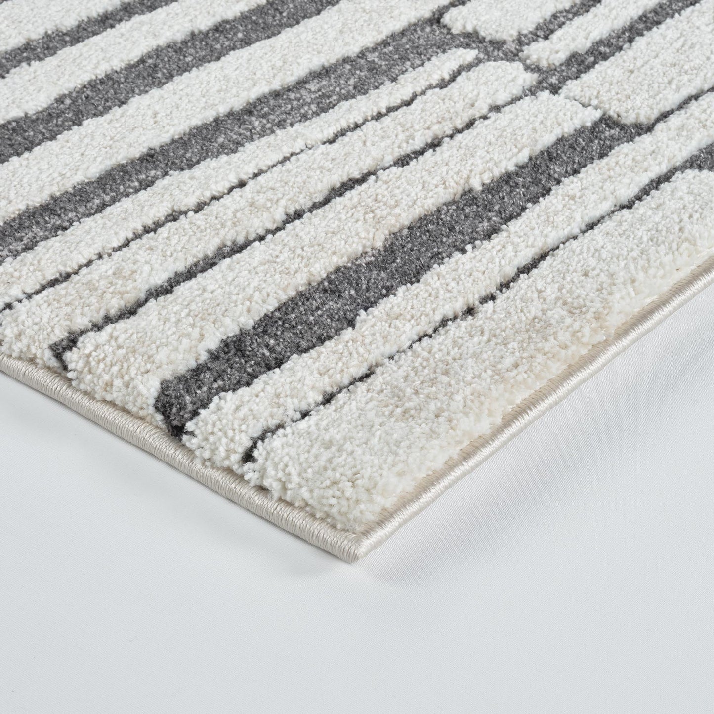 Evara Ivory Grey Lines Rug