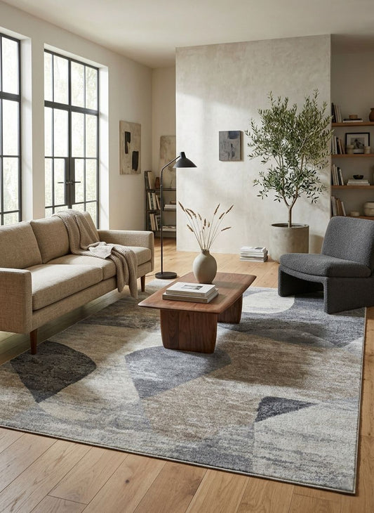 Evara Modern Grey Beige Rug