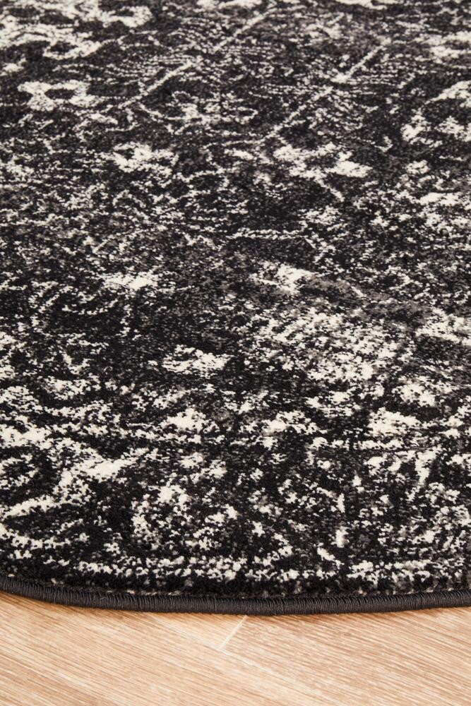 Pietra Charcoal Black Round Rug