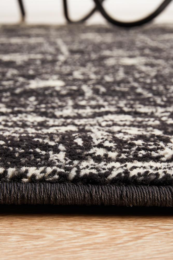 Pietra Charcoal Black Round Rug