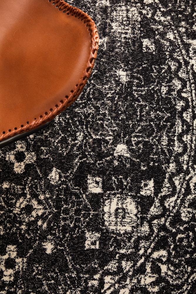 Pietra Charcoal Black Round Rug