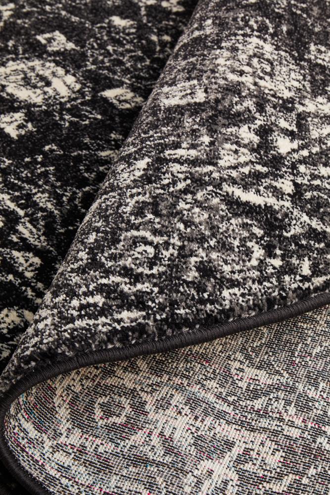 Pietra Charcoal Black Round Rug