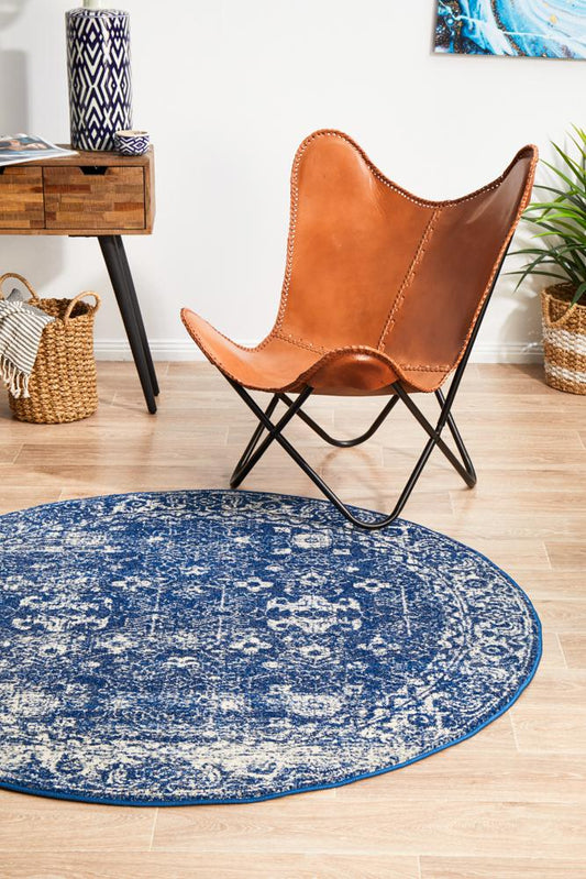 Pietra Navy Round Rug