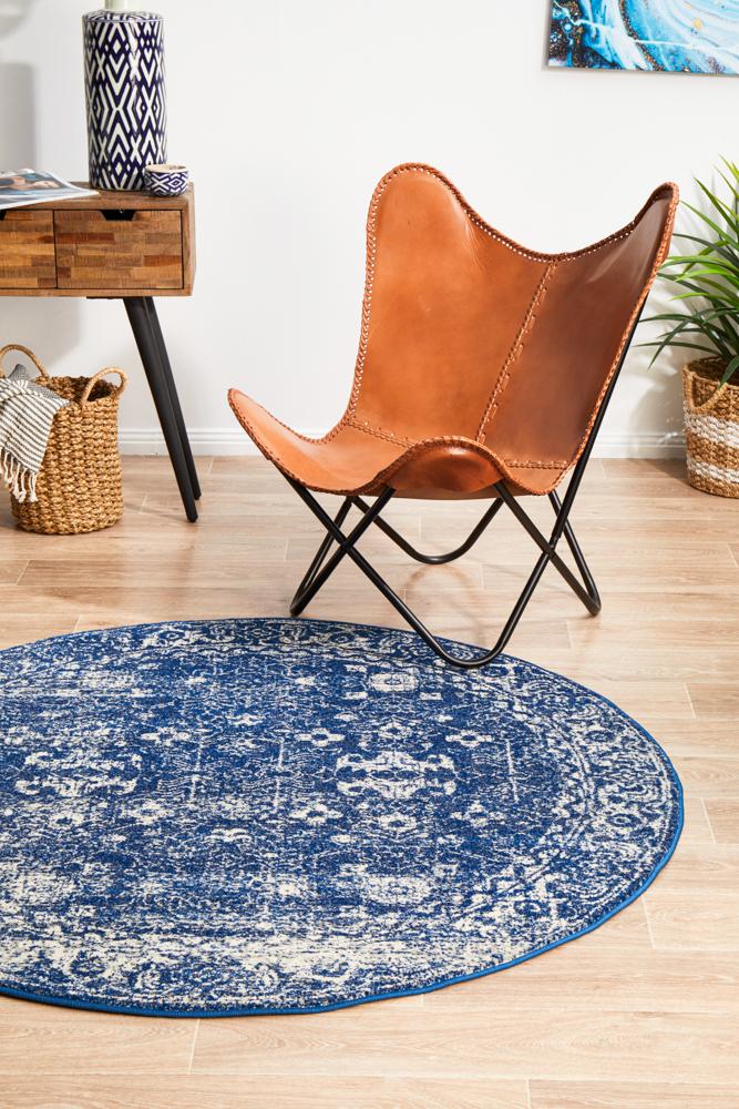 Pietra Navy Round Rug