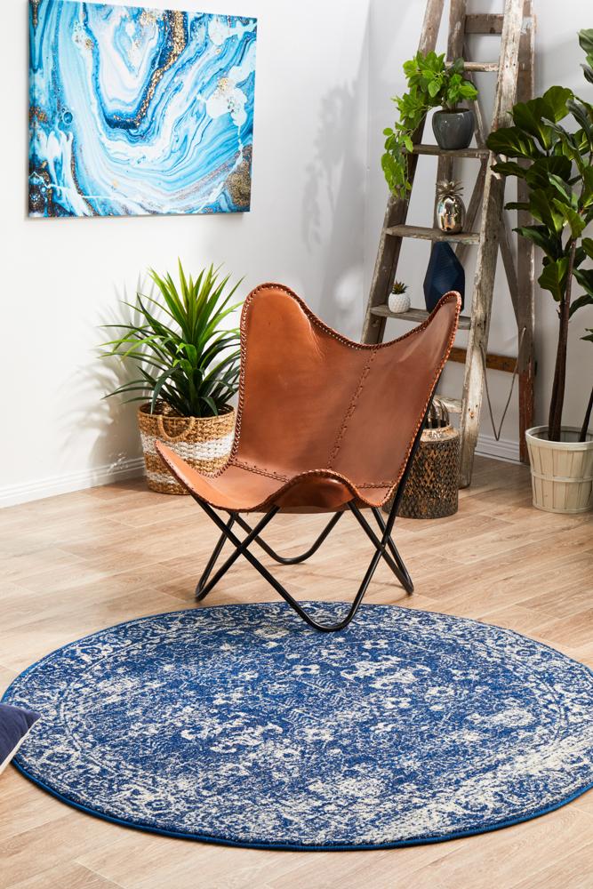 Pietra Navy Round Rug