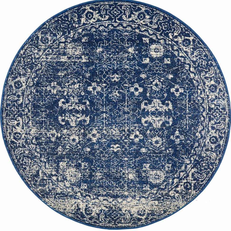 Pietra Navy Round Rug
