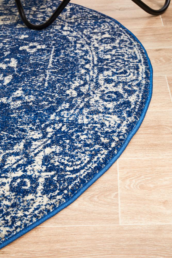 Pietra Navy Round Rug