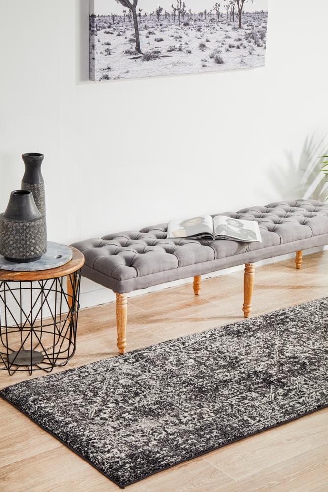 Pietra Graphite Black Runner Rug