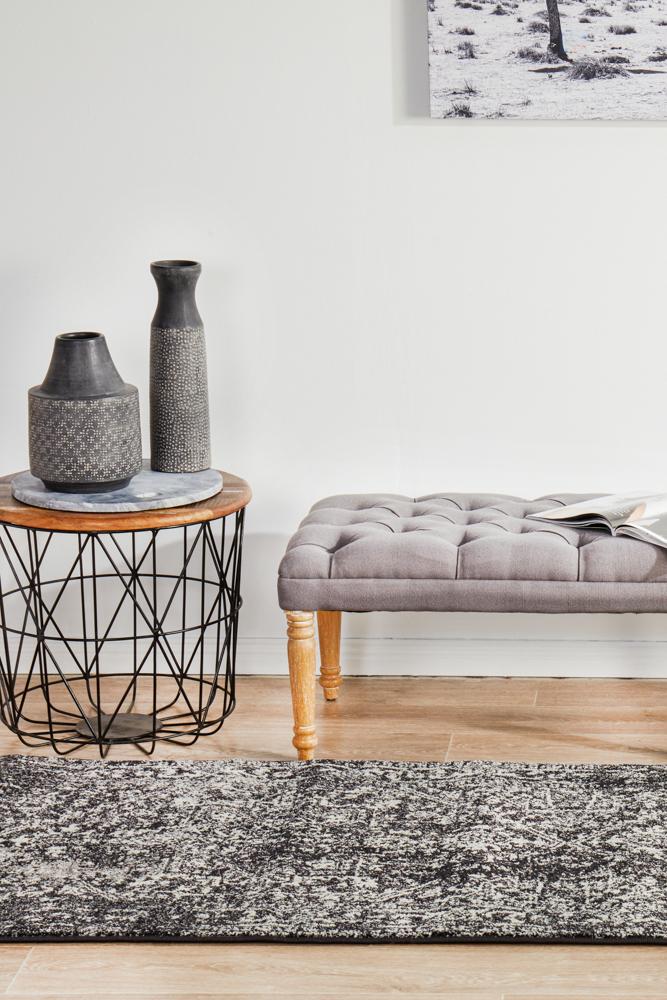 Pietra Graphite Black Runner Rug