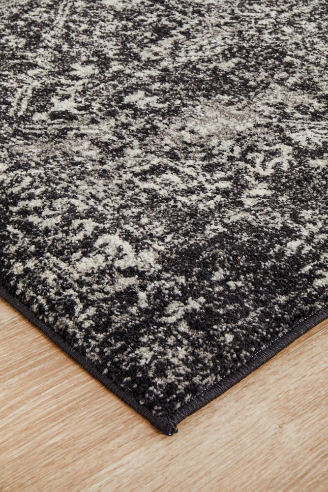 Pietra Graphite Black Runner Rug